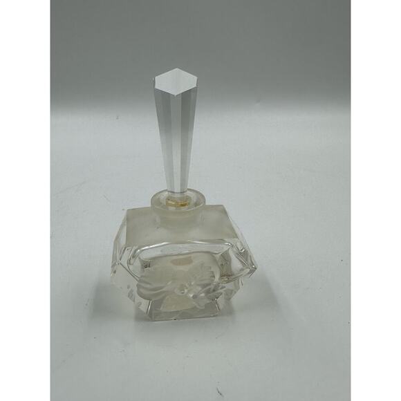 Vintage 4" Goebel U.S. Carved Intaglio Clear Glass Perfume Bottle With Stopper - Picture 1 of 3